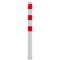 Barrier posts | Steel tube  102 x 2,9 mm | stationary, for casting in concrete | hot-dip galvanized and white coatedwith three red reflecting stripes | without eyelet